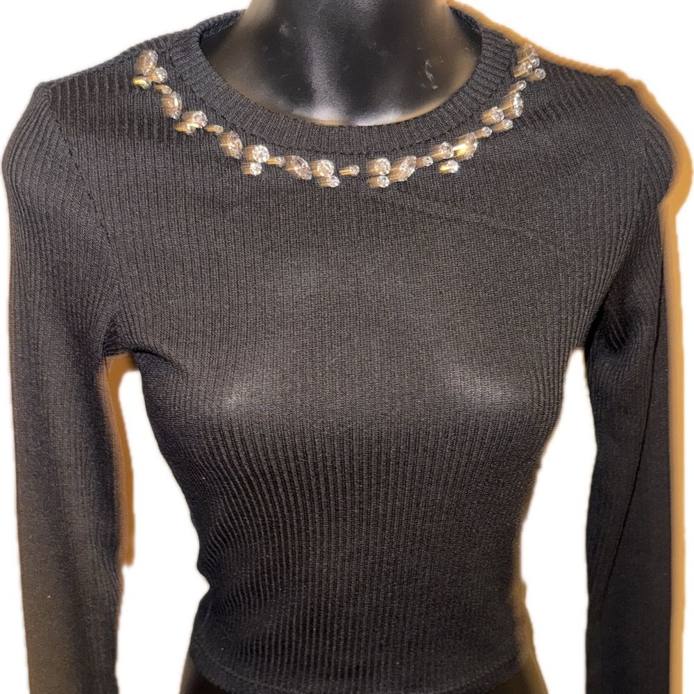 Women’s long sleeve shirt with jewels around the collar brand new